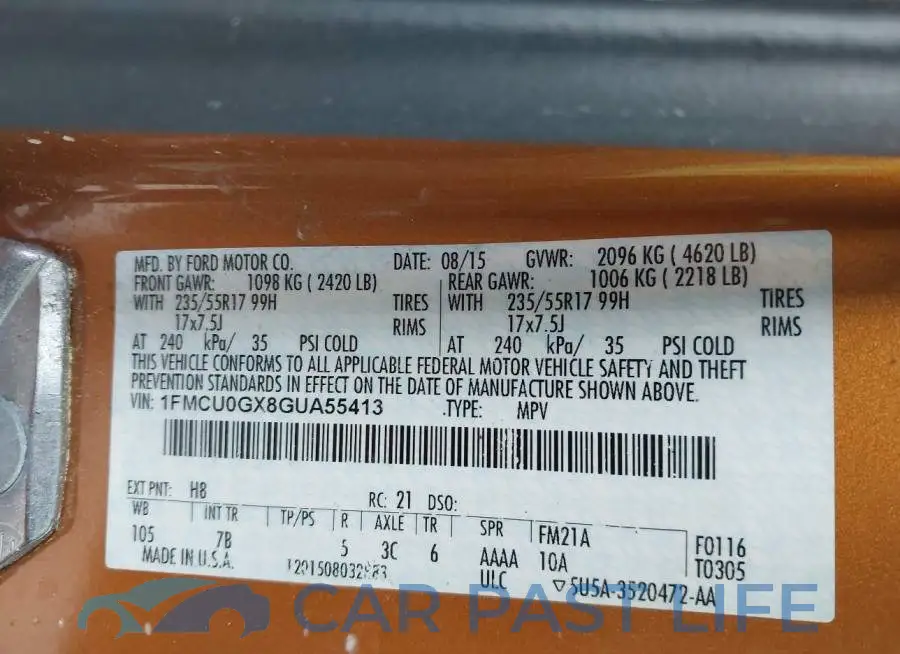 1FMCU0GX8GUA55413# 9
