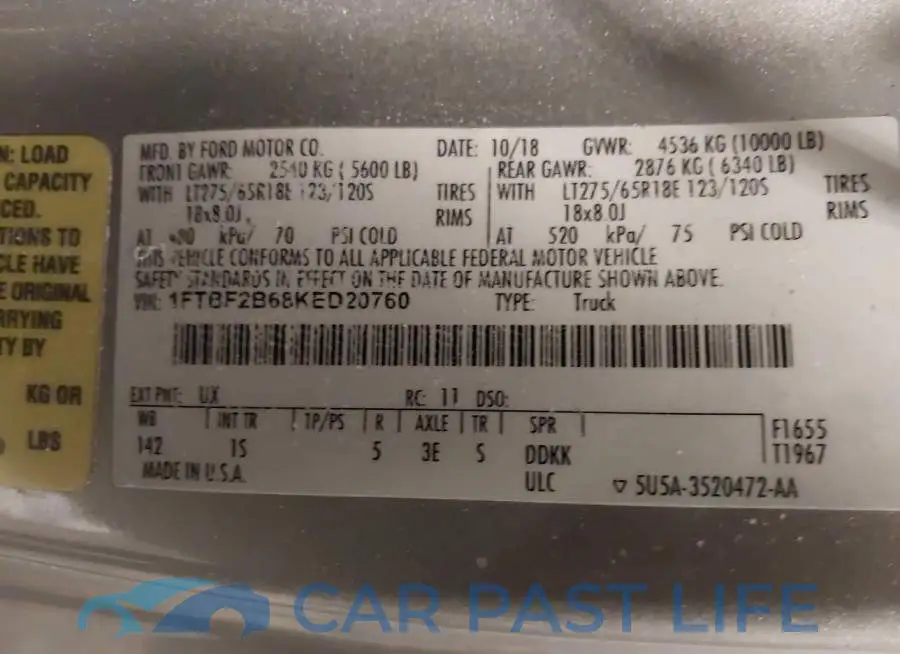 1FTBF2B68KED20760# 9