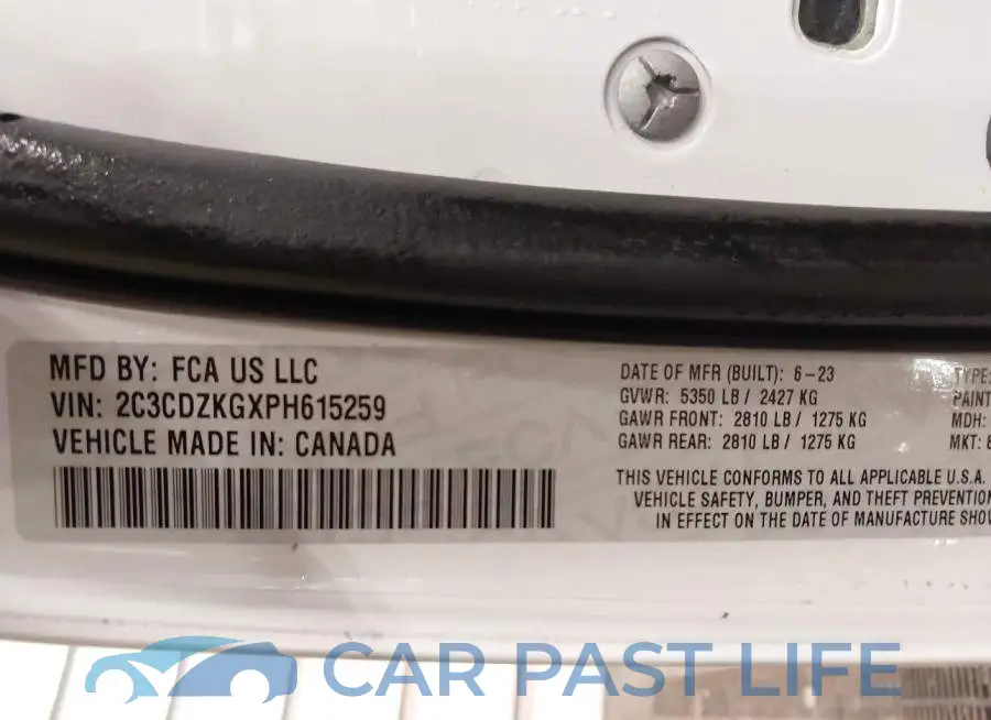 2C3CDZKGXPH615259# 9