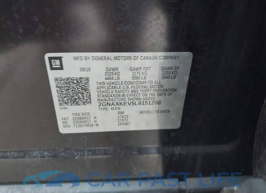 2GNAXKEV5L6151208# 9