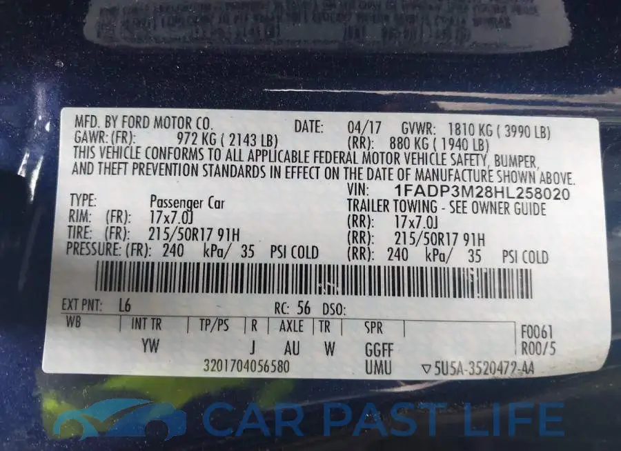 1FADP3M28HL258020# 9