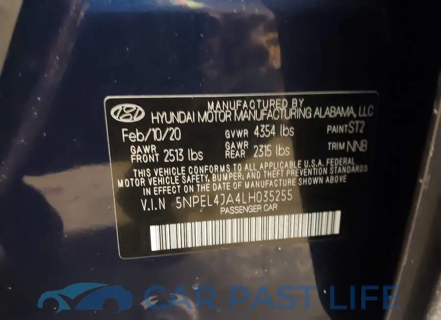 5NPEL4JA4LH035255# 9