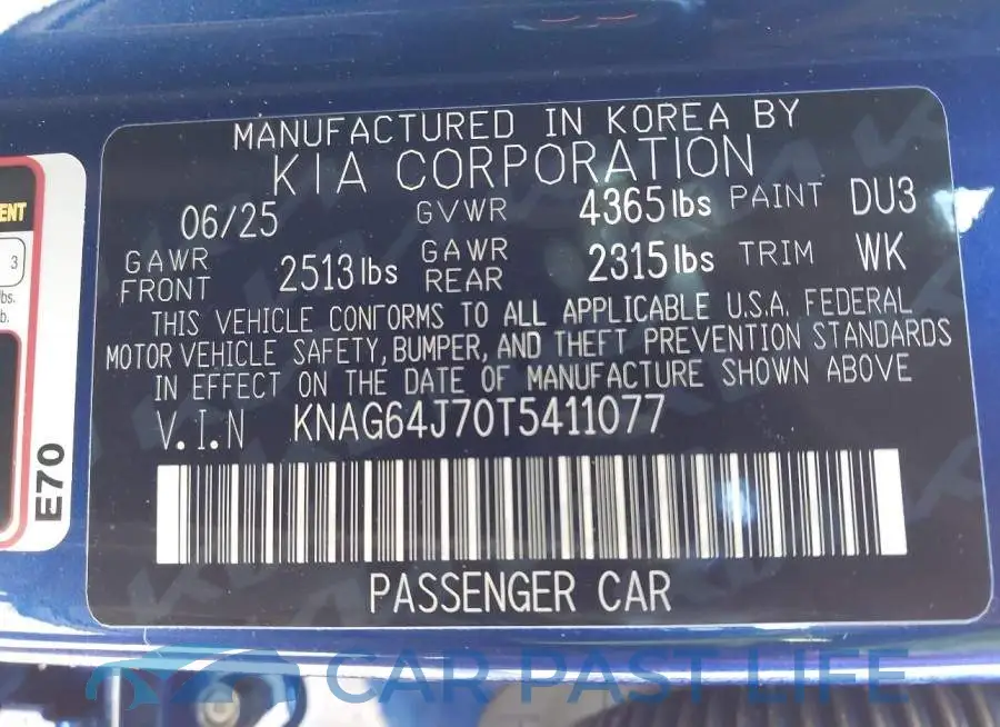 KNAG64J70T5411077# 9