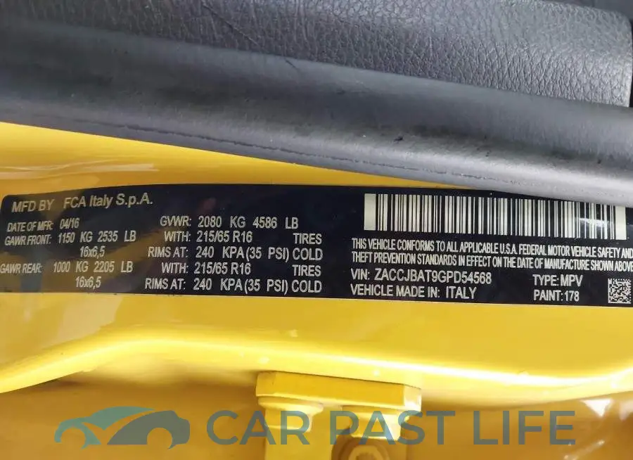 ZACCJBAT9GPD54568# 9