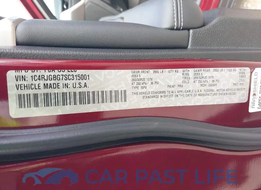 1C4RJGBG7SC315001# 9