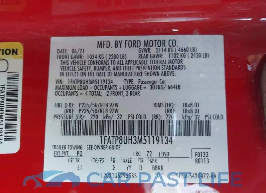 1FATP8UH3M5119134# 9