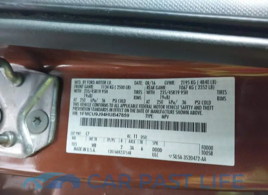 1FMCU9J94HUB47859# 9