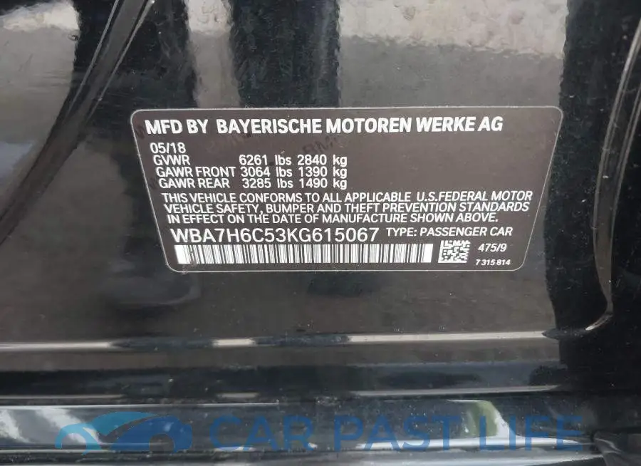 WBA7H6C53KG615067# 9