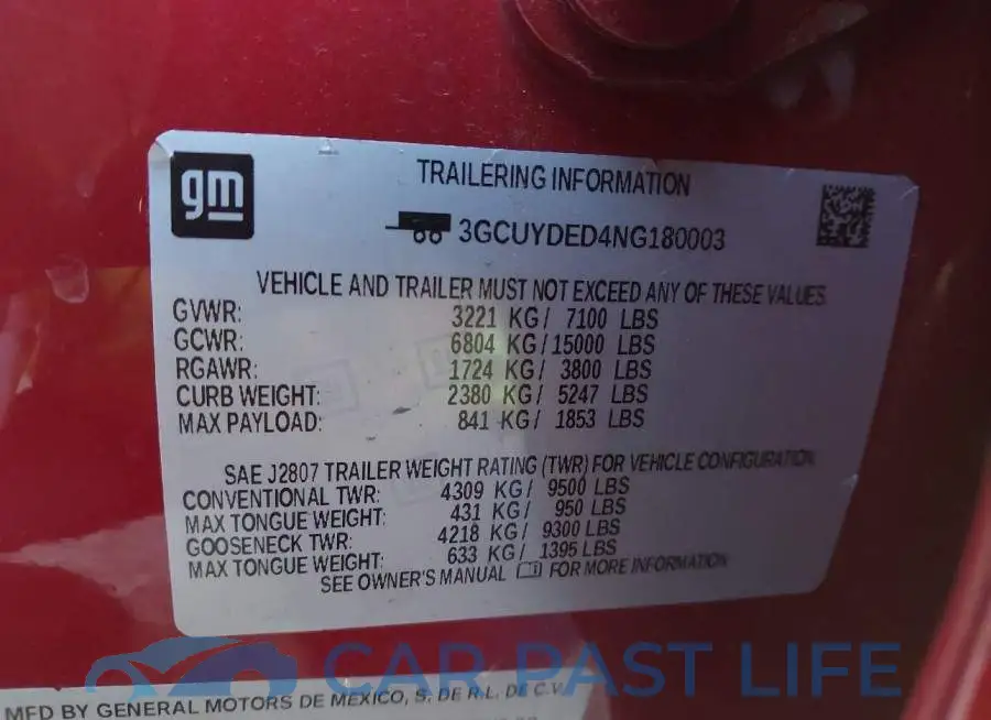 3GCUYDED4NG180003# 9