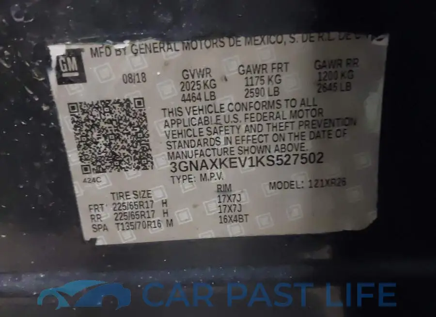 3GNAXKEV1KS527502# 9