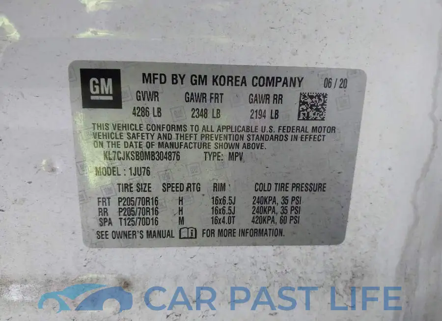 KL7CJKSB0MB304876# 9