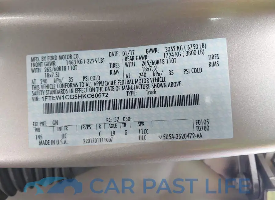 1FTEW1CG5HKC60672# 9