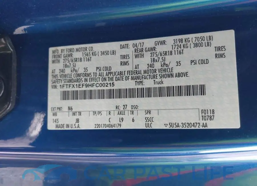1FTFX1EF9HFC00215# 9