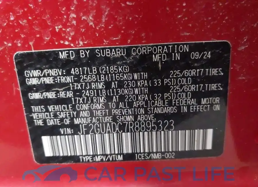 JF2GUADC7R8895323# 9