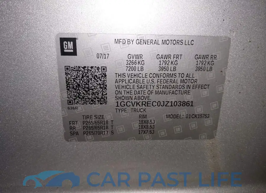 1GCVKREC0JZ103861# 9