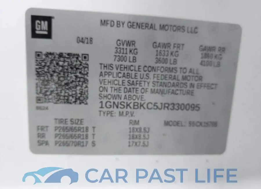 1GNSKBKC5JR330095# 9
