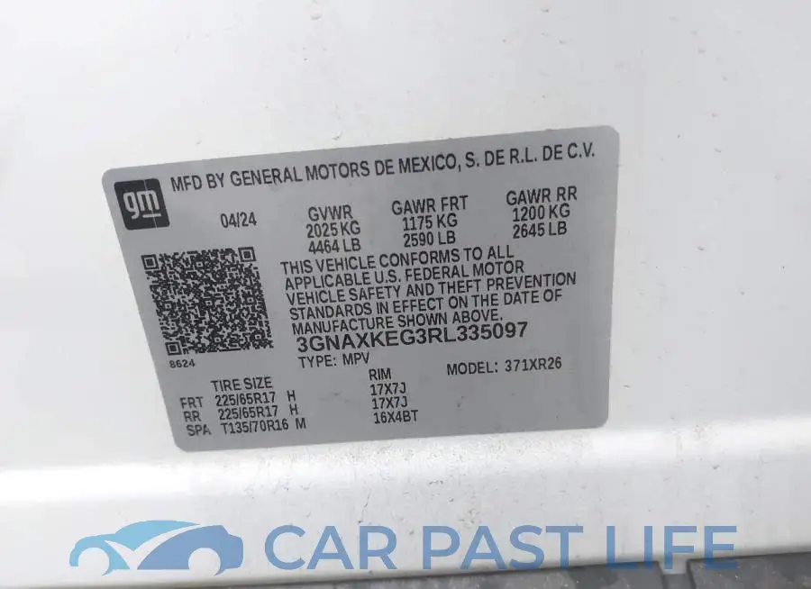 3GNAXKEG3RL335097# 9