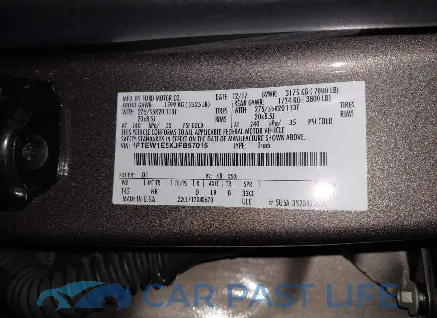 1FTEW1E5XJFB57015# 9