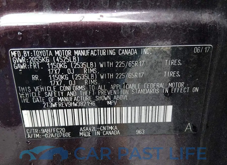 2T3WFREV9HW382196# 9