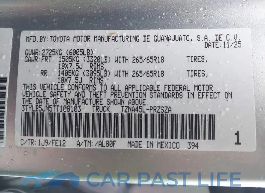3TYLB5JN5TT108103# 9