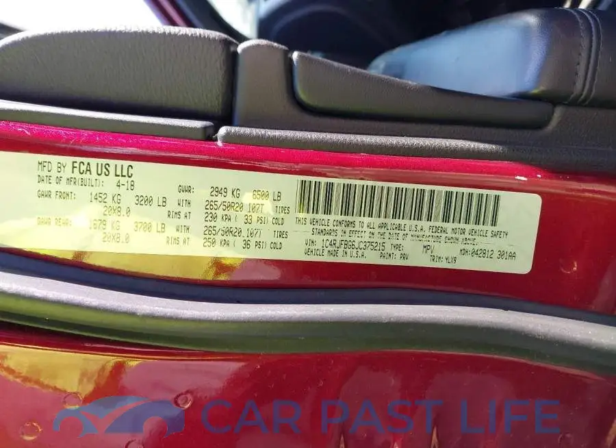 1C4RJFBG6JC375215# 9