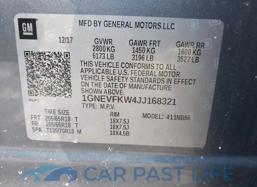 1GNEVFKW4JJ168321# 9