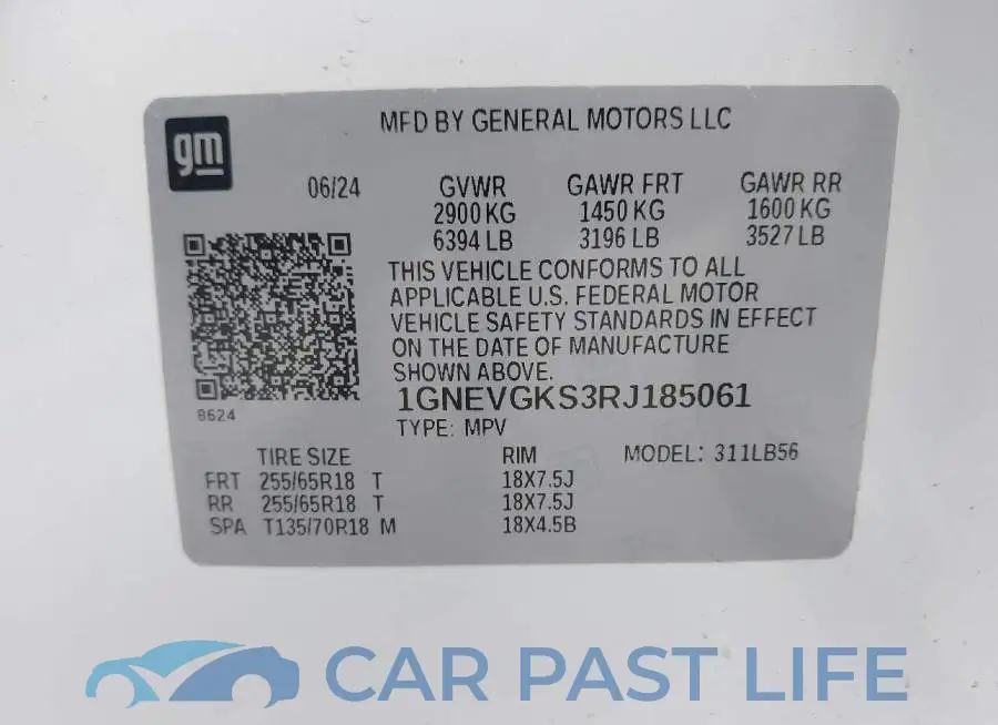 1GNEVGKS3RJ185061# 9