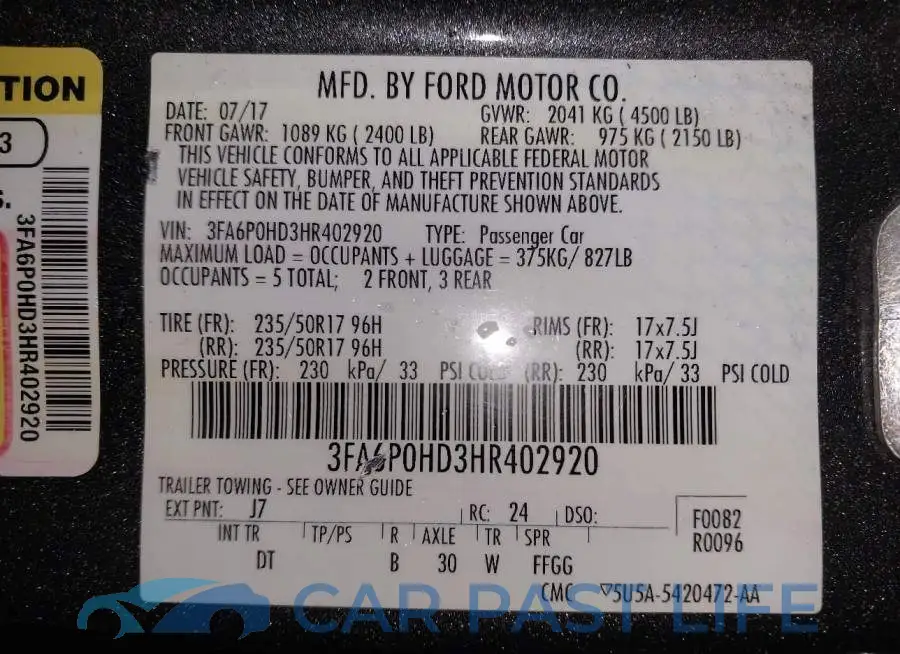 3FA6P0HD3HR402920# 9