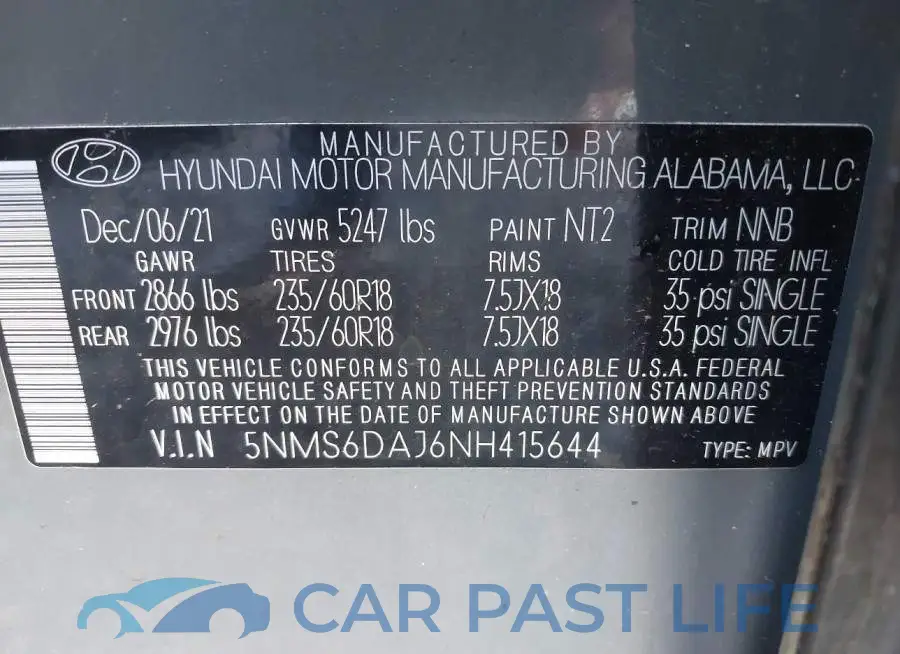 5NMS6DAJ6NH415644# 9