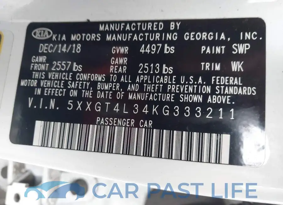 5XXGT4L34KG333211# 9