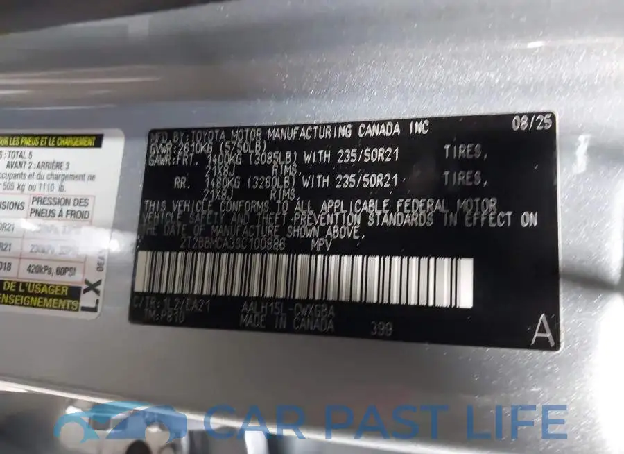 2T2BBMCA3SC100886# 9