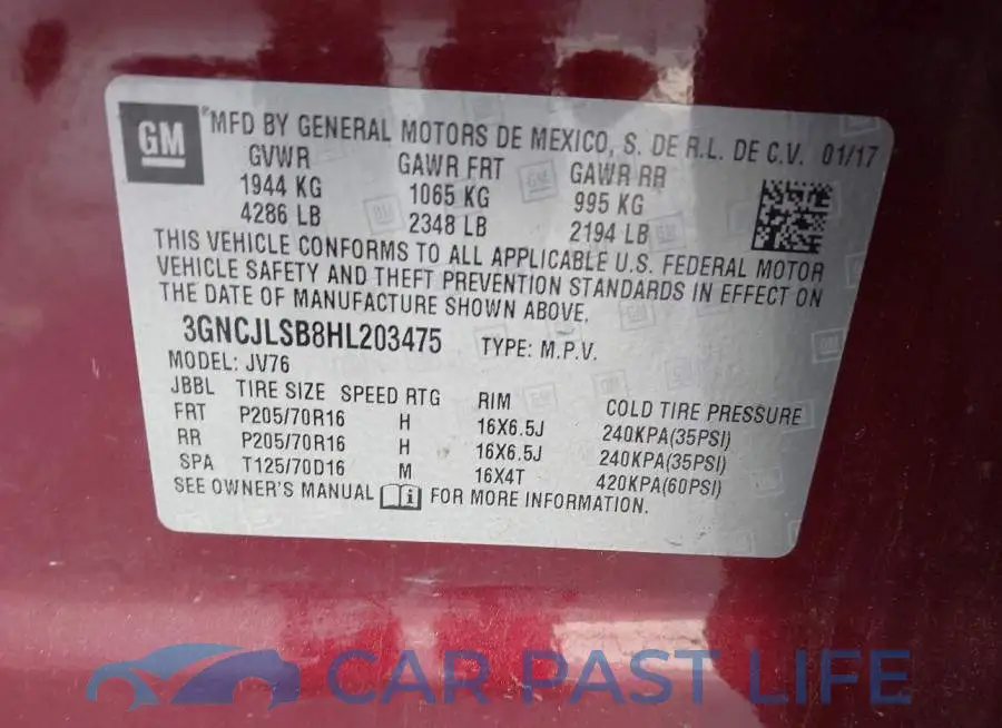 3GNCJLSB8HL203475# 9