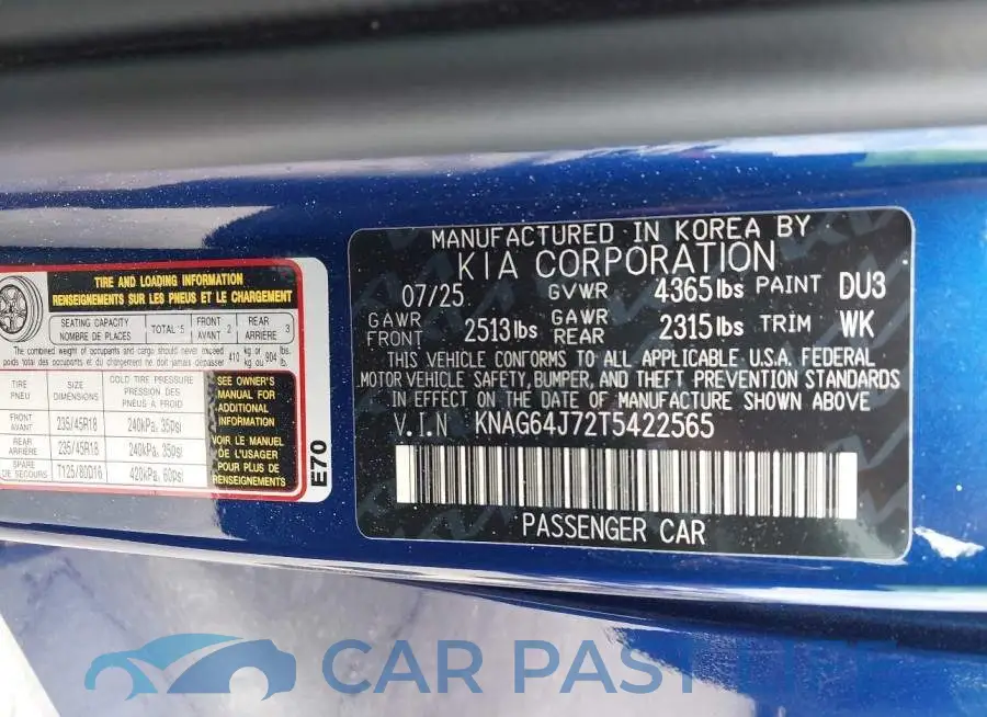 KNAG64J72T5422565# 9