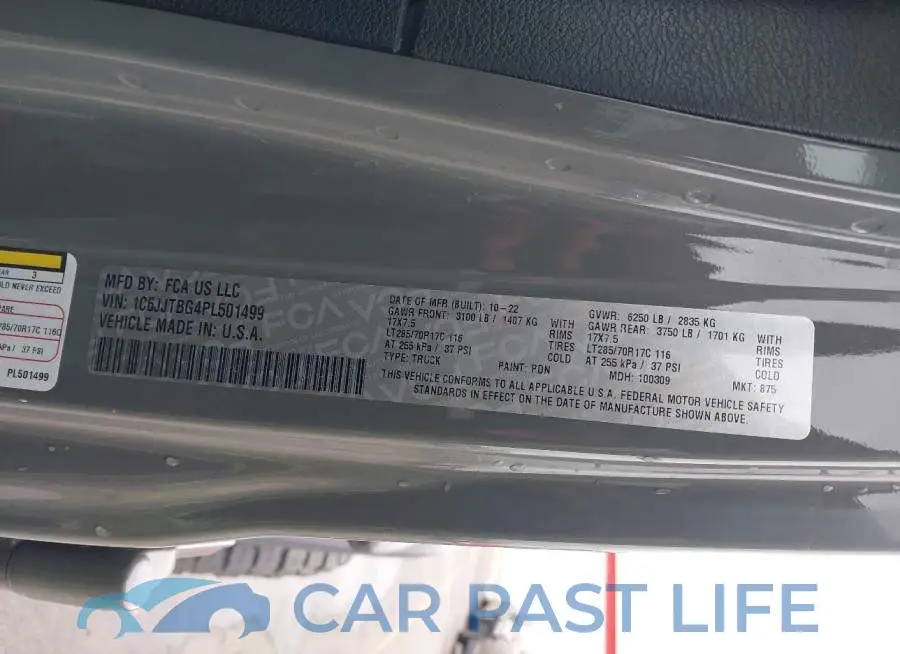1C6JJTBG4PL501499# 9