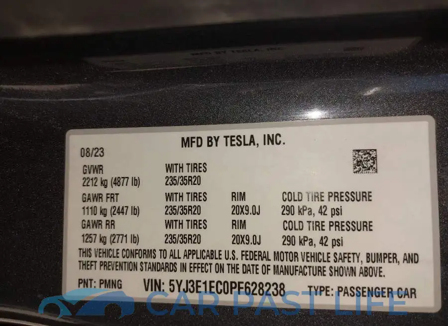 5YJ3E1EC0PF628238# 9