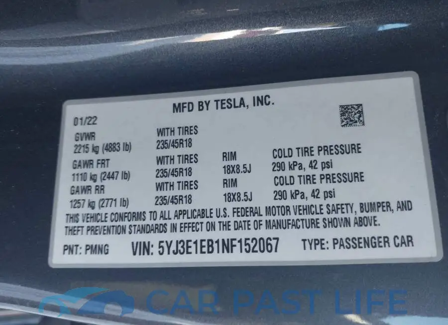 5YJ3E1EB1NF152067# 9
