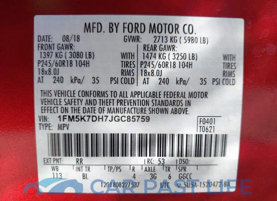 1FM5K7DH7JGC85759# 9