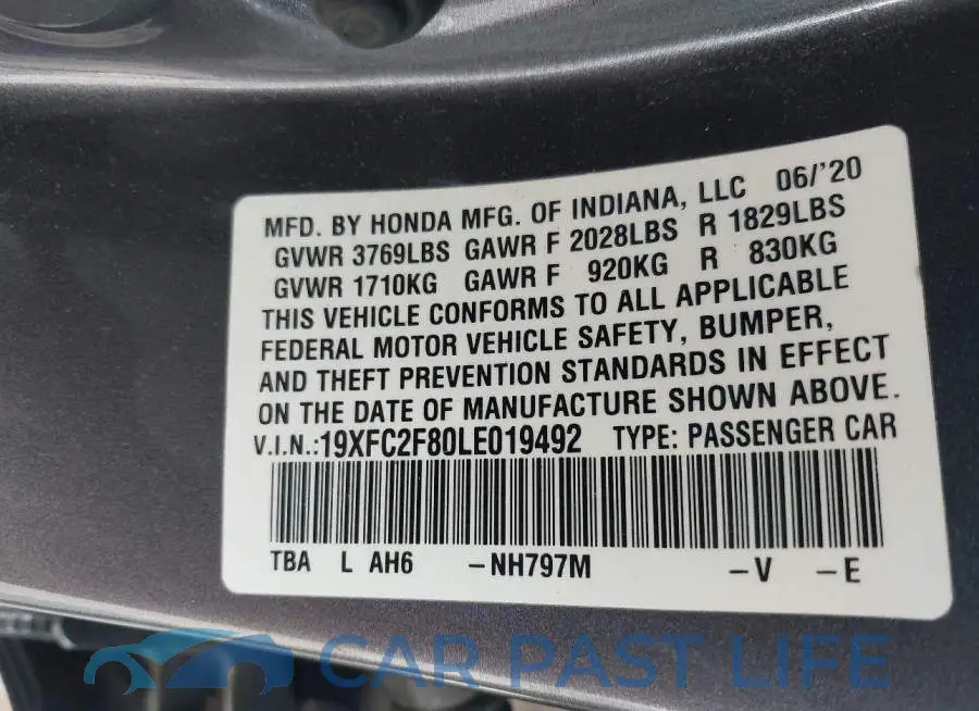 19XFC2F80LE019492# 9