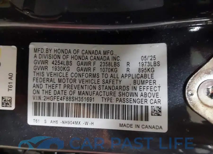 2HGFE4F88SH351691# 9