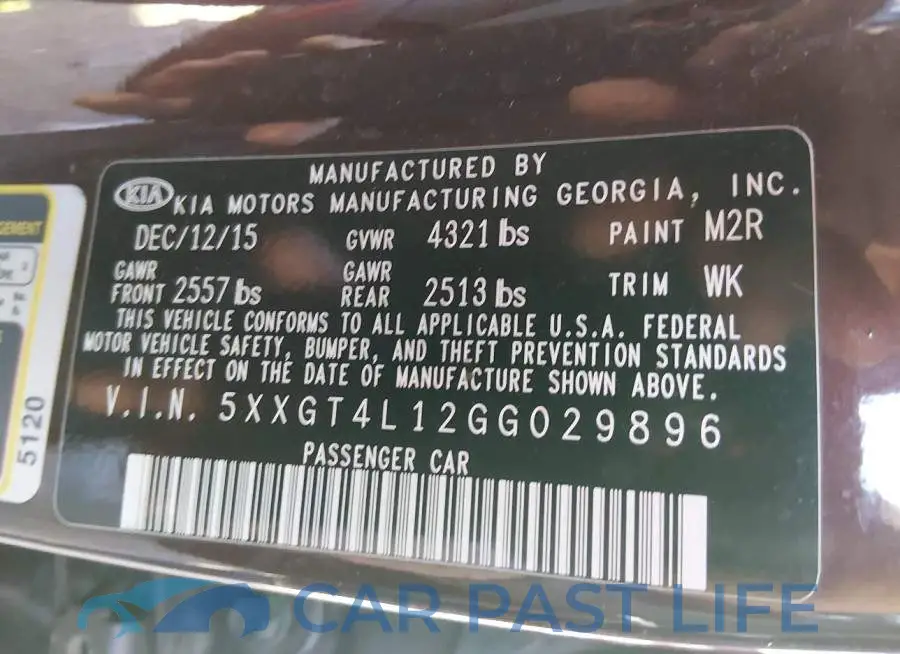 5XXGT4L12GG029896# 9