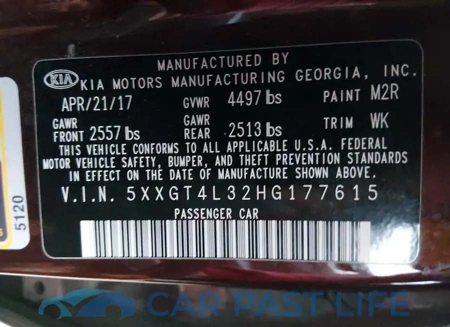 5XXGT4L32HG177615# 9