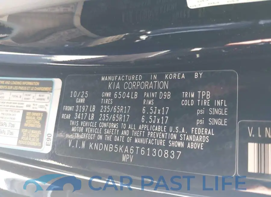 KNDNB5KA6T6130837# 9
