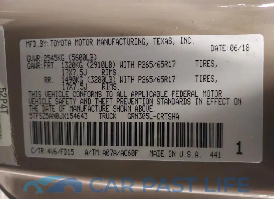 5TFSZ5AN0JX154643# 9