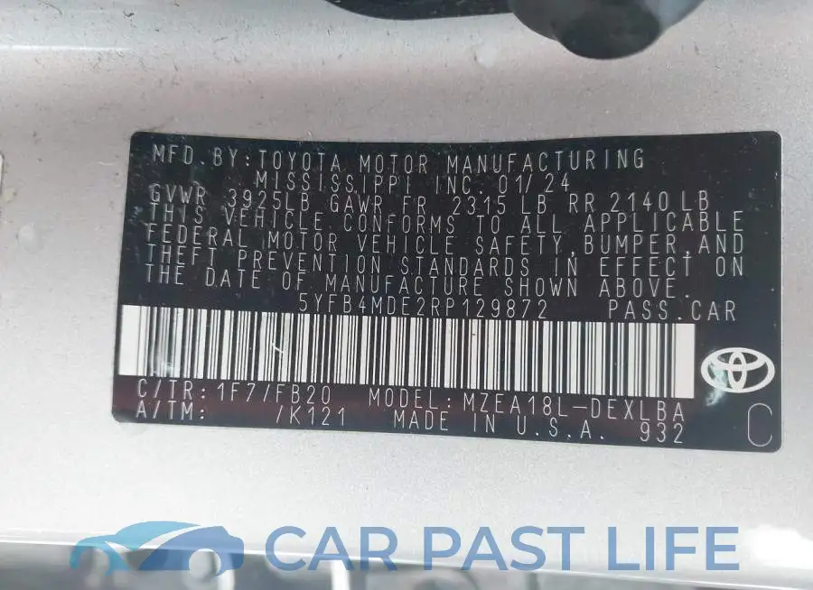 5YFB4MDE2RP129872# 9