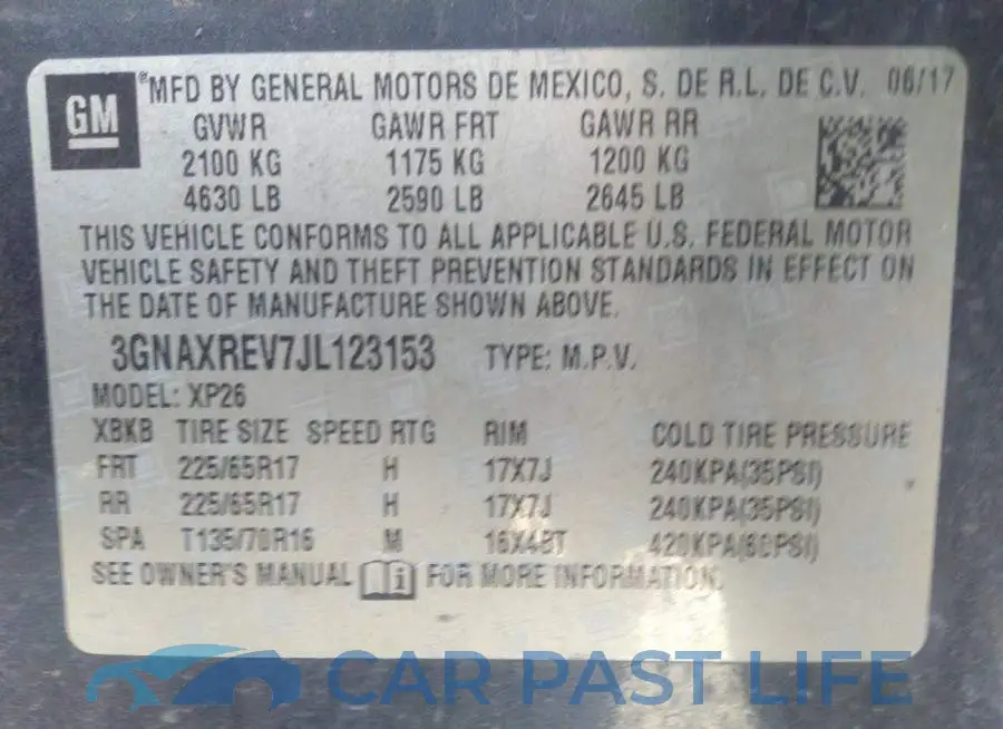 3GNAXREV7JL123153# 9
