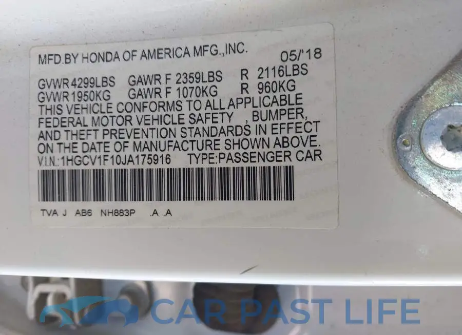 1HGCV1F10JA175916# 9