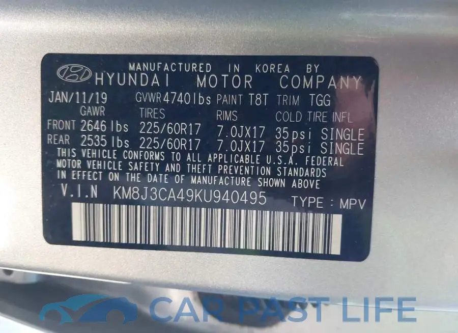 KM8J3CA49KU940495# 9