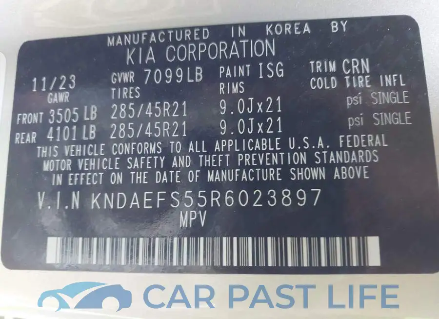 KNDAEFS55R6023897# 9
