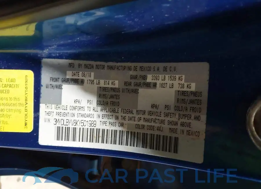 3MYDLBYV8KY501989# 9