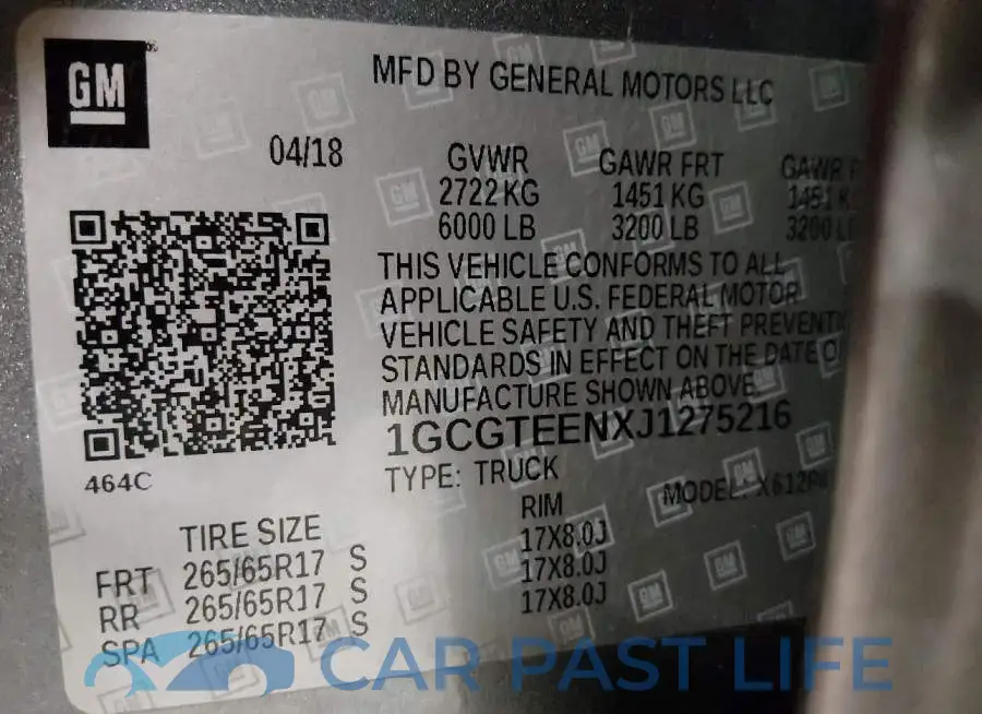 1GCGTEENXJ1275216# 9